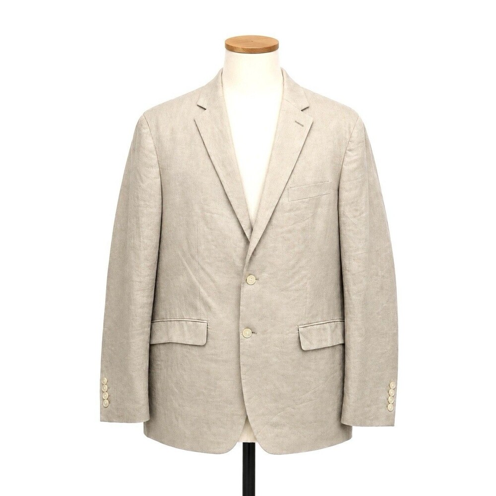 Lauren Ralph Lauren Mens 44R Linen Sport Coat Blazer Beige Paisley Lined Preppy